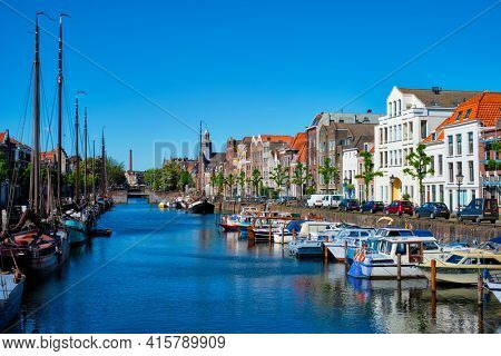 View of the harbour of Delfshaven. Rotterdam, Netherlands