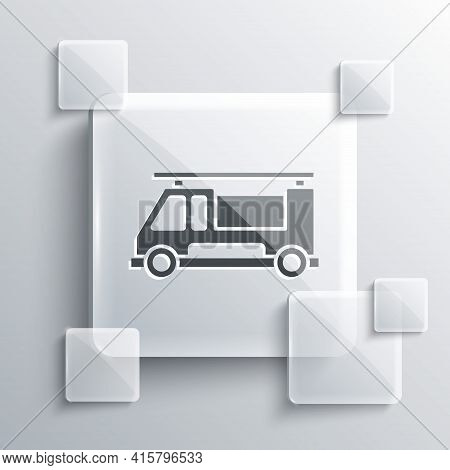 Grey Fire Truck Icon Isolated On Grey Background. Fire Engine. Firefighters Emergency Vehicle. Squar