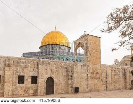 The Dome Of Yusuf Built By Salah Ad-din At The End Of The 12th Century And The Dome Of The Rock Mosq