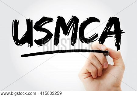 Usmca - United States Mexico Canada Agreement Acronym With Marker, Concept Background