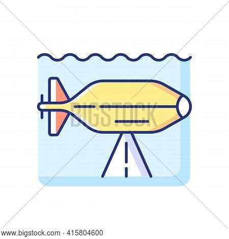 Auv Rgb Color Icon. Autonomous Underwater Vehicle Is Robot That Travels Underwater Without Requiring