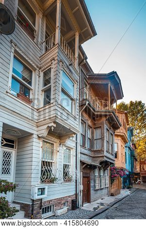 Colorful Wooden Buildings At The Kuzguncuk. Kuzguncuk Is A Neighborhood In The Uskudar District In I