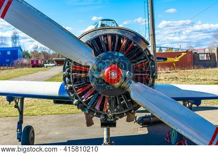 Open Engine Of A Light Single-engine Pleasure Plane