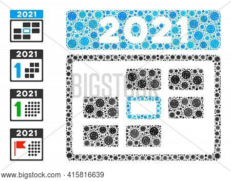 2021 Calendar Day Covid-2019 Mosaic Icon. 2021 Calendar Day Collage Is Created Of Random Covid Icons