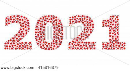 Vector 2021 Year Digits Covid-2019 Mosaic Icon Designed For Pharmacy Posters. 2021 Year Digits Mosai