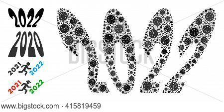2022 Perspective Text Bacteria Mosaic Icon. 2022 Perspective Text Collage Is Organized From Random C