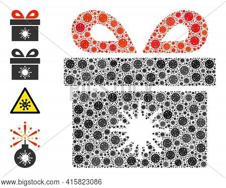 Virus Pandorra Box Virus Mosaic Icon. Virus Pandorra Box Collage Is Made From Scattered Coronavirus 