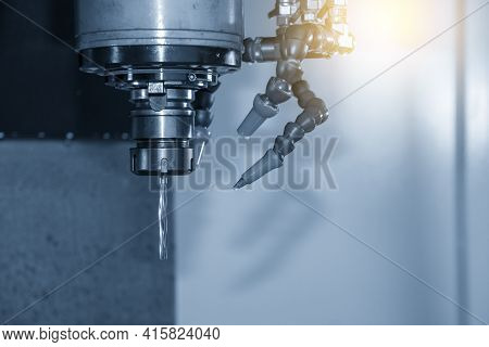 The Machine Reamer Tool Attached On The Spindle Of Cnc Milling Machine. The Hi-precision Metalworkin