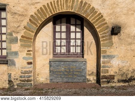 Chateaubriant, France - August 23, 2019: Plaque Commemorates 27 People Was Shot On 22 Oktober 1941 A