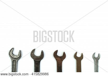 Wrenches Isolated On White Background. Top View.