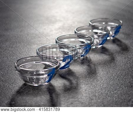 Modern Glass Empty Transparent Tableware Glasses And Plates.