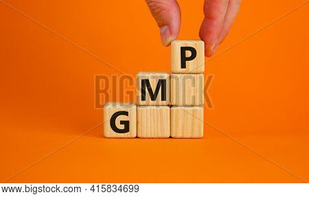Gmp, Good Manufacturing Practice Symbol. Concept Words Gmp, Good Manufacturing Practice On Cubes On 