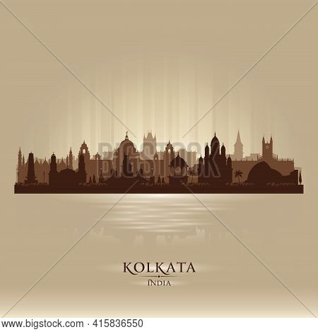 Kolkata India City Skyline Vector Silhouette
