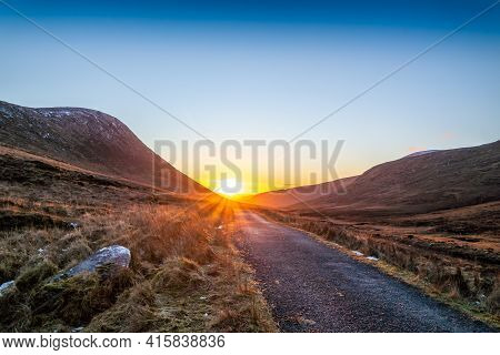 Winter Sunset At The Glenveagh National Park In County Donegal - Ireland