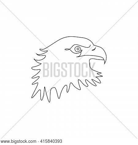 Minimalist One Line Head Of Eagle Icon. Line Drawing Birds Tattoo. Eagle One Line Hand Drawing Conti