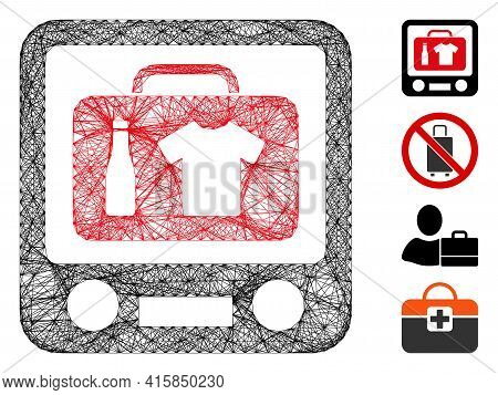 Vector Network Baggage Xray Screening. Geometric Wire Frame 2d Network Generated With Baggage Xray S
