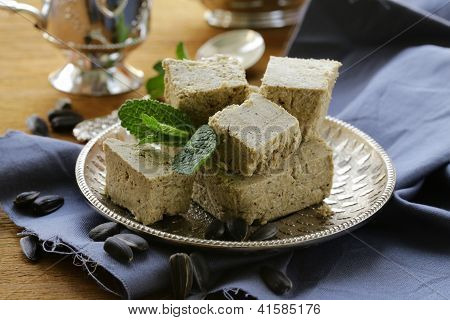Traditional oriental dessert of sunflower seeds - halva