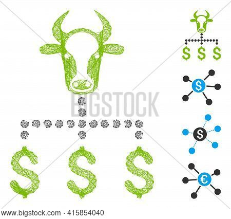 Vector Network Cow Dollar Links. Geometric Linear Frame Flat Network Made From Cow Dollar Links Icon