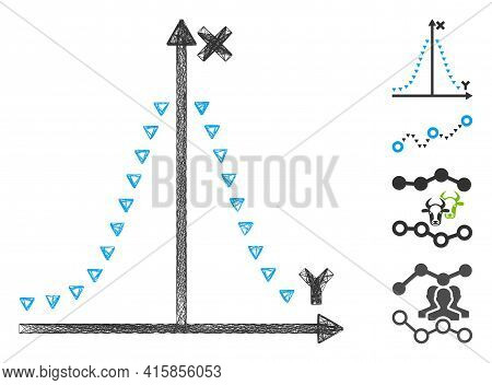 Vector Network Dotted Gauss Plot. Geometric Wire Carcass Flat Network Made From Dotted Gauss Plot Ic