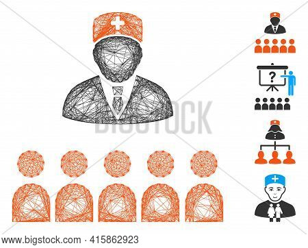 Vector Wire Frame Medical Class. Geometric Wire Frame Flat Network Generated With Medical Class Icon