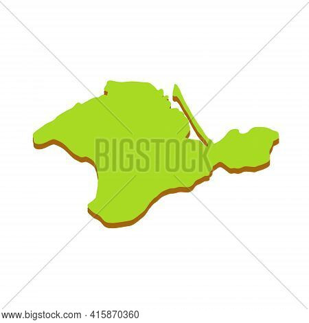 Map Of The Crimean Peninsula. Territory Of Russia And Ukraine. Southern Resort. Green Area. Flat Car