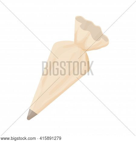 Pastry Bag Icing, Baking Process In Cartoon Flat Style Isolated On White Background. Kitchen Equipme