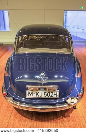 Germany, Munich - April 27, 2011: Bmw 502 With 8-cylinder Engine In The Exhibition Hall Of The Bmw M