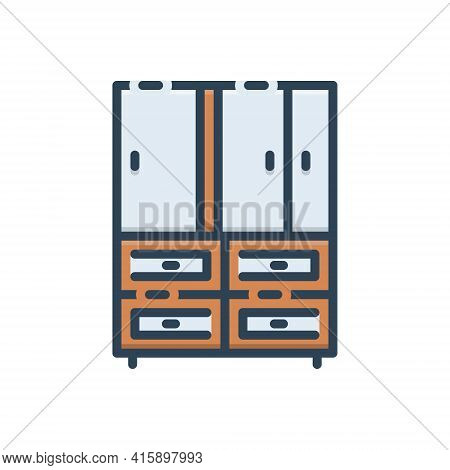 Color Illustration Icon For Furniture Garniture Collection Wardrobe Interior-design