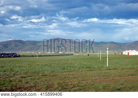 KARAKORUM, MONGOLIA - June 29, 2006: The Urguu Ger Camp in Mongolias Gobi Desert. 