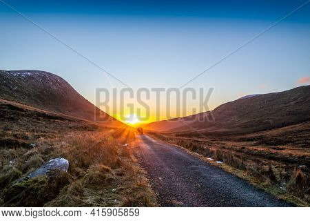Winter Sunset At The Glenveagh National Park In County Donegal - Ireland