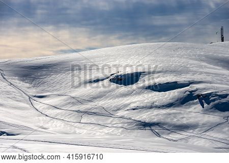 Peak Of Monte Tomba In Winter With Snow On The Lessinia Plateau (altopiano Della Lessinia), Regional