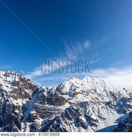 Snow Capped Mountain Range Of Monte Carega, Also Called The Small Dolomites (piccole Dolomiti) From 