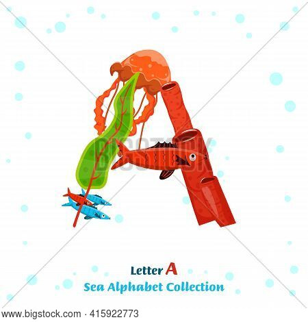 Unique Character Made From Fish, Seaweed, Corals, Sea Inhabitants