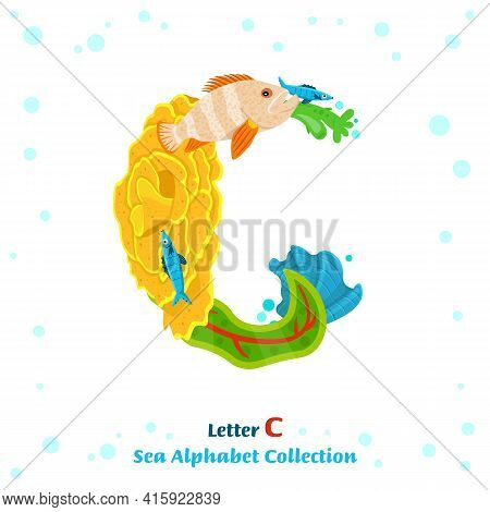 Unique Character Made From Fish, Seaweed, Corals, Sea Inhabitants