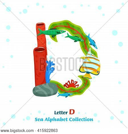 Unique Character Made From Fish, Seaweed, Corals, Sea Inhabitants