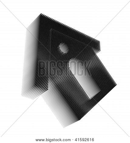 Black Pixel Icon-like Image Of House With Roundish Door And Small Round Window