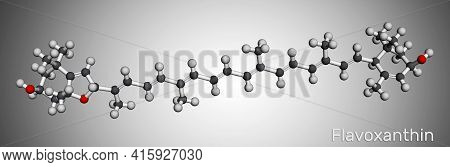 Flavoxanthin Molecule. It Is Xanthophyll Golden-yellow Color Pigment, Food Additive, E161a. Molecula