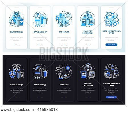 Workplace Tendency Onboarding Mobile App Page Screen With Concepts. Design Diversity Walkthrough 5 S