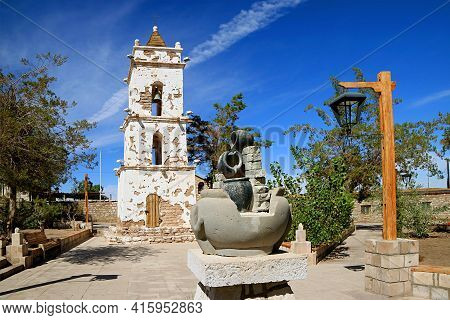 Historic Bell Tower Of Saint Lucas Church(iglesia De San Lucas) In Toconao Town, Atacama Desert, Nor