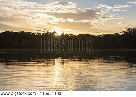 Sunset On A Lake In Serere Reserve Madidi. Bolivia