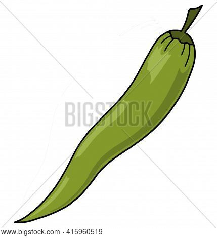 A Vivid Illustration Of A Green Hot Pepper