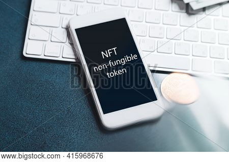 Crypto Art Concept. Blockchain Called Nfts. Digital Collectibles For Cryptocurrencies. Non-fungible