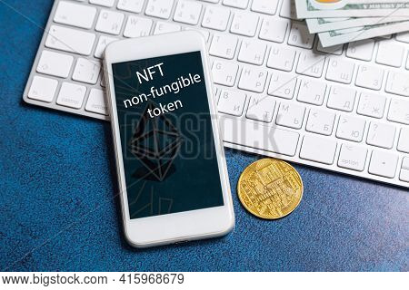 Crypto Art Concept. Blockchain Called Nfts. Digital Collectibles For Cryptocurrencies. Non-fungible