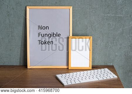 Crypto Art Concept. Blockchain Called Nfts. Digital Collectibles For Cryptocurrencies. Non-fungible