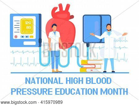 National High Blood Pressure Education Month Concept Vector. Hbp Event Is Observed In May.