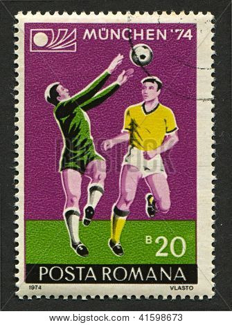 Rumunsko - asi 1974: poštovní známky vytištěny v Rumunsku věnované mistrovství světa ve fotbale (1974) v Mnichově