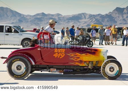 Bonneville Salt Flats, Utah, September 8: Detail View Of An Unidentified Racing Car On The Starting 
