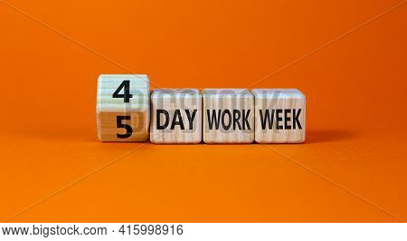 4 Or 5 Day Work Week Symbol. Turned The Cube And Changed Words '5 Day Work Week' To '4 Day Work Week