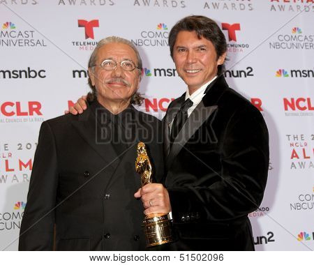 LOS ANGELES - SEP 27:  Edward James Olmos, Lou Diamond Phillips at the 2013 ALMA Awards - Press Room at Pasadena Civic Auditorium on September 27, 2013 in Pasadena, CA