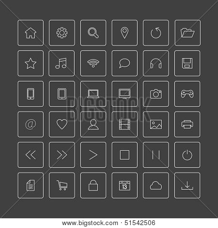 Set of thin icons